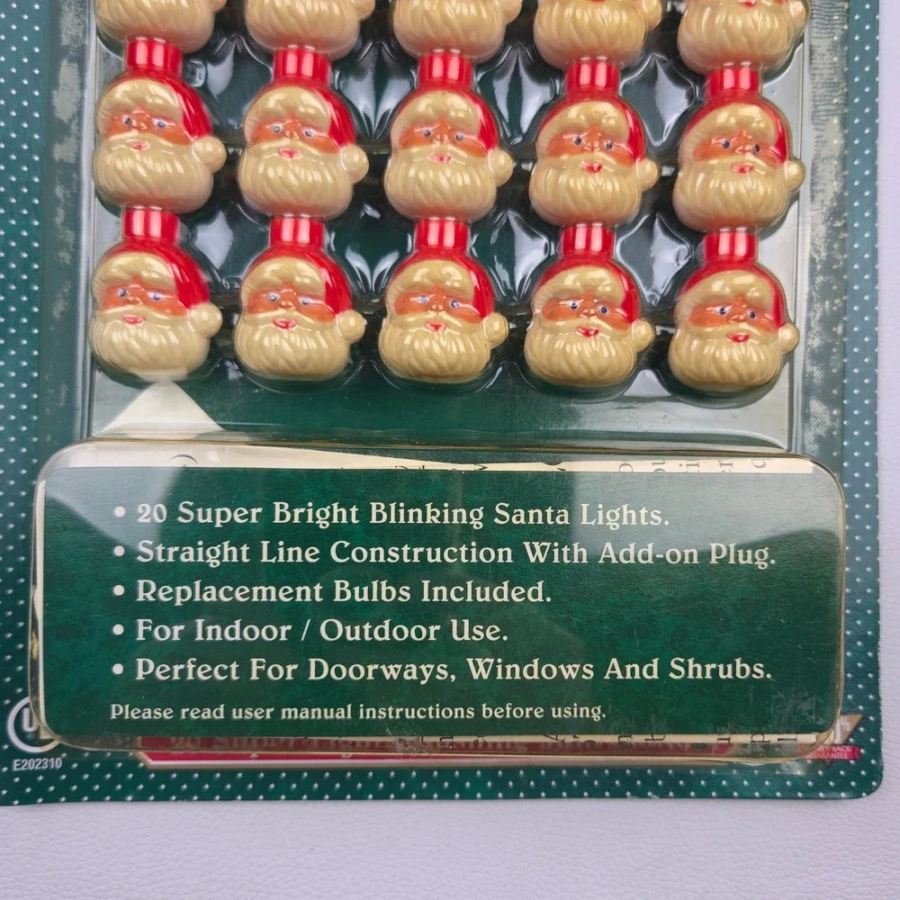 Vintage NOS Blow Mold Plastic Santa Claus Blinking Lights 20ct Trim A Home  Red